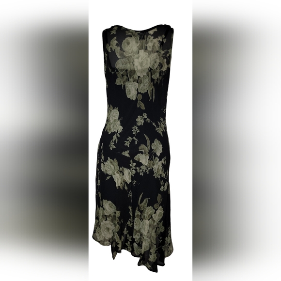 Vtg Y2k Connected Apparel Black Green Boho Asymmetrical Grunge Fairy Goth Dress - Picture 2 of 4